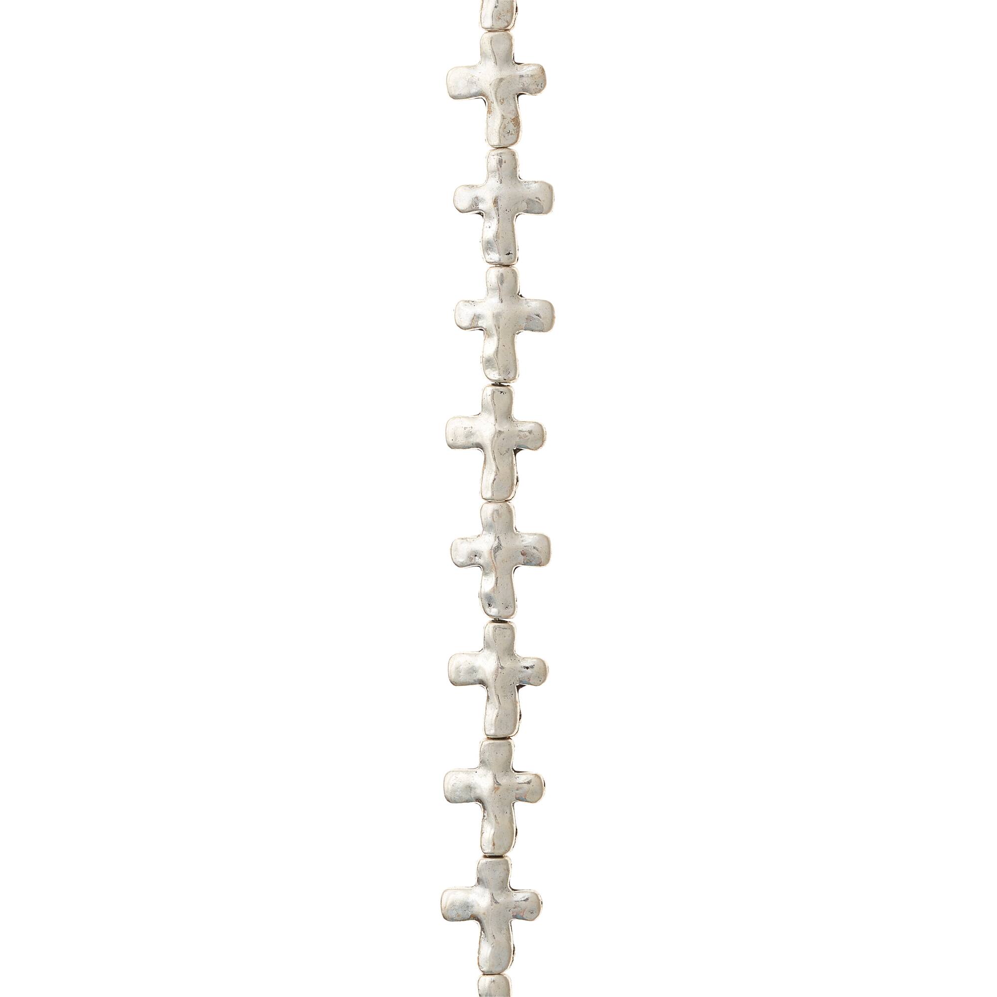 Silver Plated Wavy Metal Cross Beads, 13mm by Bead Landing™